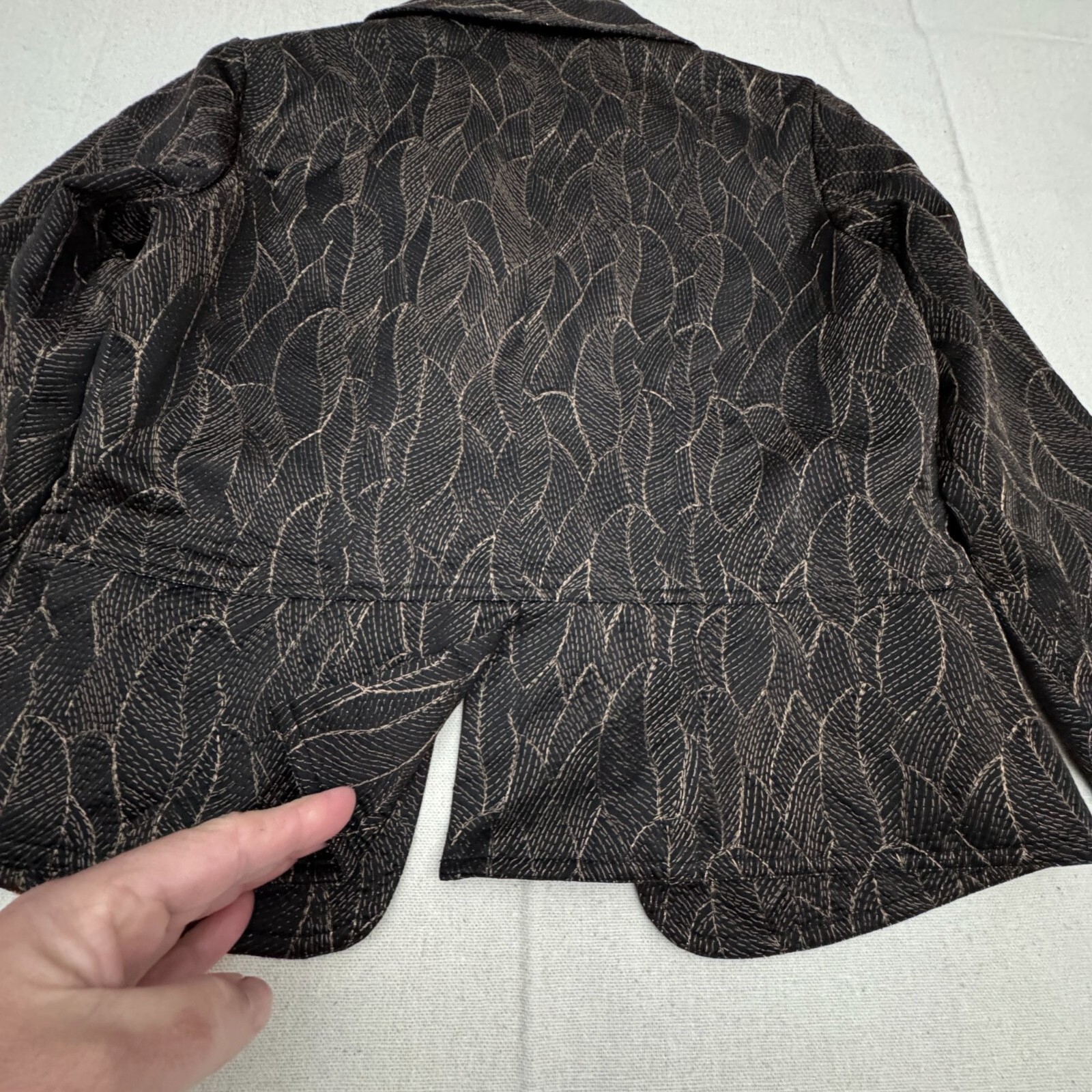 Chico’s Open Front Blazer Leaf Pattern Lined Wome… - image 6