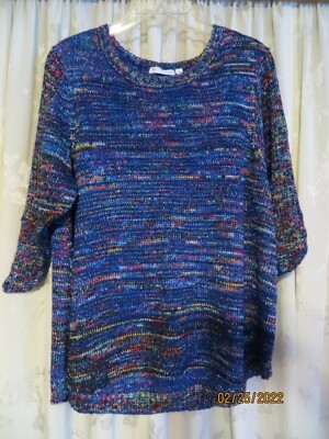 Women's Plus Size 3/4 Sleeve Varigated Sweater 1X by Notations