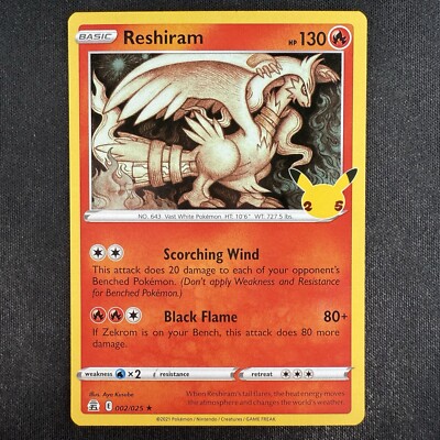Pokemon TCG Reshiram Celebrations 25th Anniversary 002/025