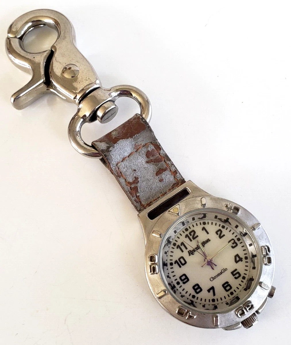 Vintage Remington ChromaGlo Silver Tone Quartz Keychain Watch
