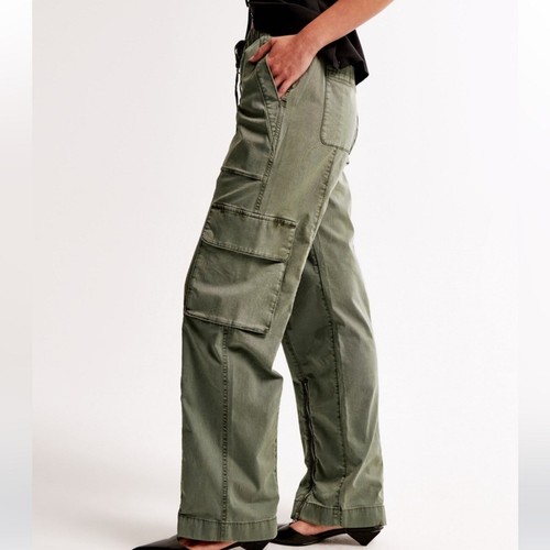 Abercrombie & Fitch Baggy Cargo Pull-On Pant Green XLS NWT - Picture 2 of 12