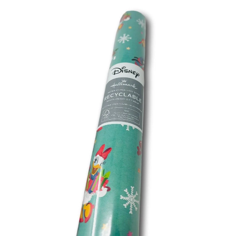 Hallmark Wrapping Paper Christmas Mickey Minnie Mouse Green 30 sqft Roll Holiday - Image 2 of 2