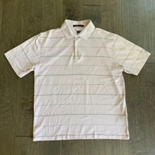 NEW Nike Golf Polo Shirt Mens Large Pink Striped Tiger Woods Collection