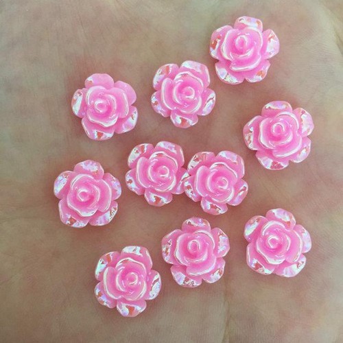 60pcs Flatback Resin Flower Rhinestones - 12mm Flowers Stone Appliques Scrapbook - Imagen 10 de 15