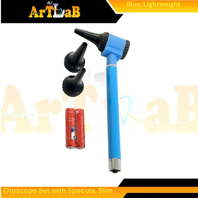 Ear and Nose Examination Otoscope with Disposable Specula, Blue, Slim  Handle