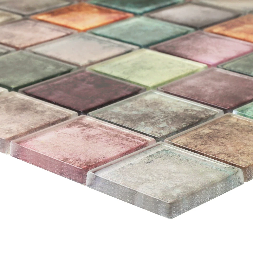 Azulejos cuadrados de vidrio de 5 hojas de 2"" x 2"" para salpicadero de pared de mosaico Foto 3 de 4