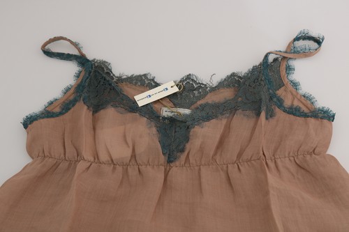 PINK MEMORIES Blouse Brown Lace Spaghetti Strap Tank Top IT42 / US8 / M RRP $200 - Picture 6 of 9