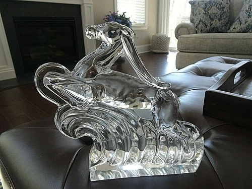 Vintage Steuben Art Glass CRYSTAL #7399 GAZELLE Sculpture Bookend Figurine