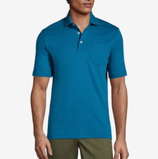 NWOT Lands' End Men's XL Traditional Fit Polo Shirt Cotton Blue Short Sleeve