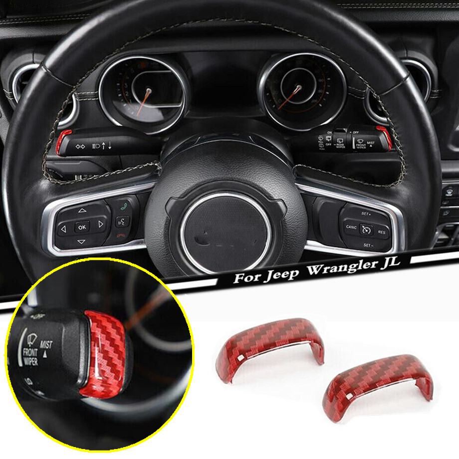 For 2018-23 Jeep Wrangler JL Red Carbon Turn Signal Lamp Wiper Switch Lever Trim