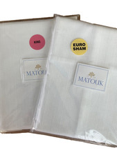 MATOUK AUGUSTA 2 SHAMS WHITE 100 COTTON 1 KING 1 EURO GEOMETRIC MATELASSE NWT