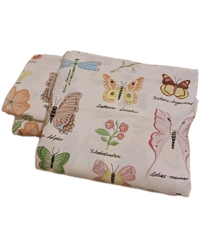 Jenni Kayne Pottery Barn Kids Queen Fitted & Flat Sheet Set Botanical Butterfly - Image 4 of 4