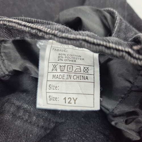 Boys Black Distressed Slim Jeans With Rose Print Size 12Y - Picture 3 of 4