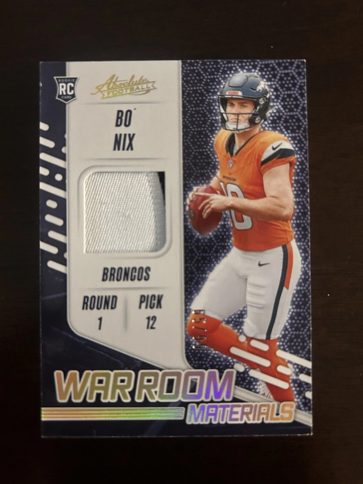 Bo Nix Panini Absolute War Room Materials #WRMBNX Gold