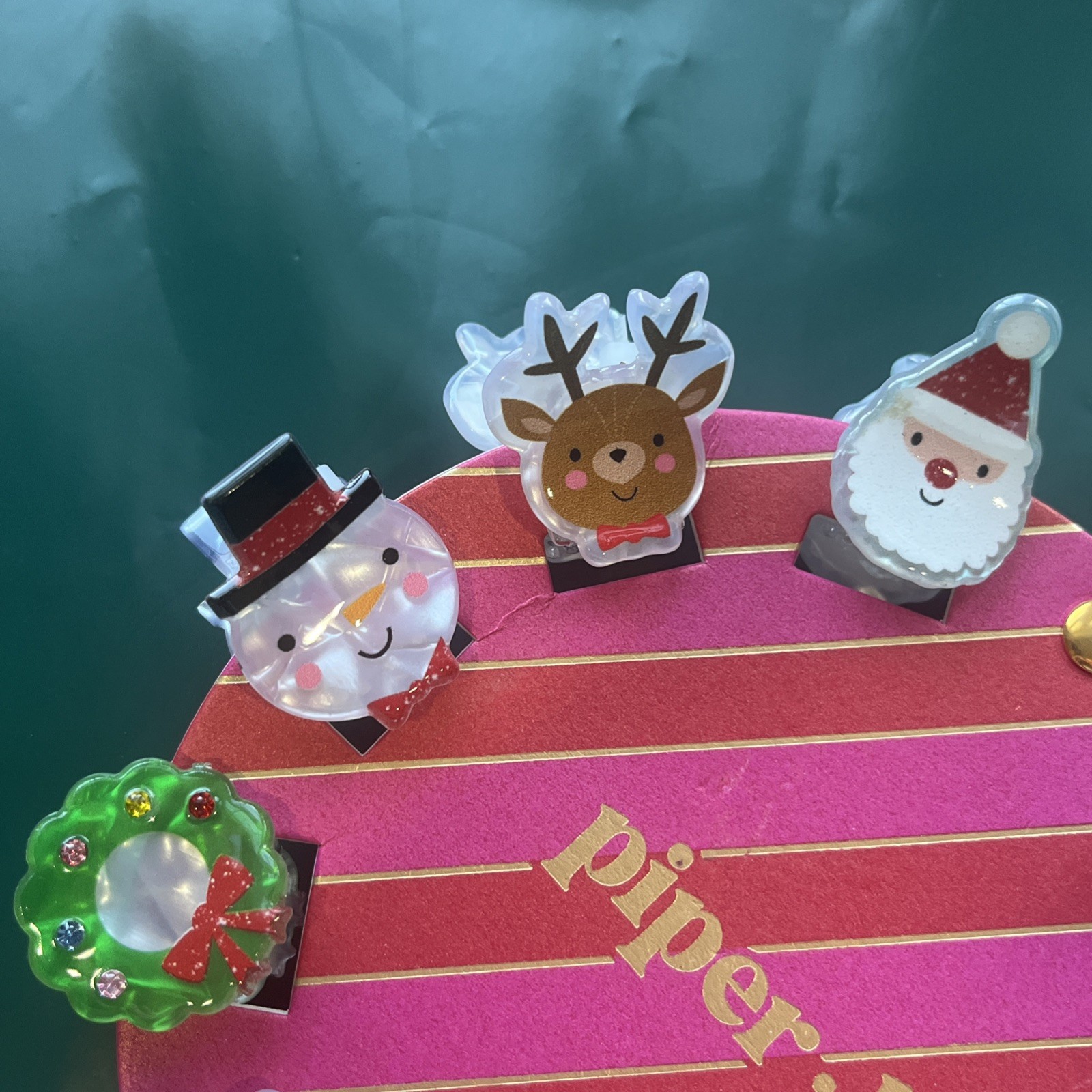 Piper K Christmas Holiday Hair Claws Santa Snowman Cute 10 Mini Hair Clips NEW