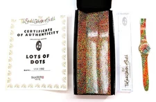 NEW Swatch Watch LOTS OF DOTS GZ121 Club Special Edition 1992 with COA & Box