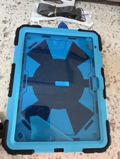 Blue/Black Rugged Tablet Case with Integrated Stand  Hand Strap