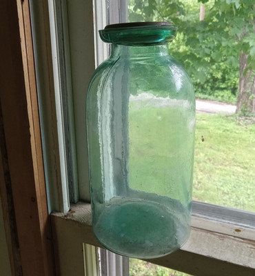 DILLON G.CO FAIRMOUNT,IND 1880s APPLIED GROOVE RING WAX SEALER FRUIT JAR w/LID