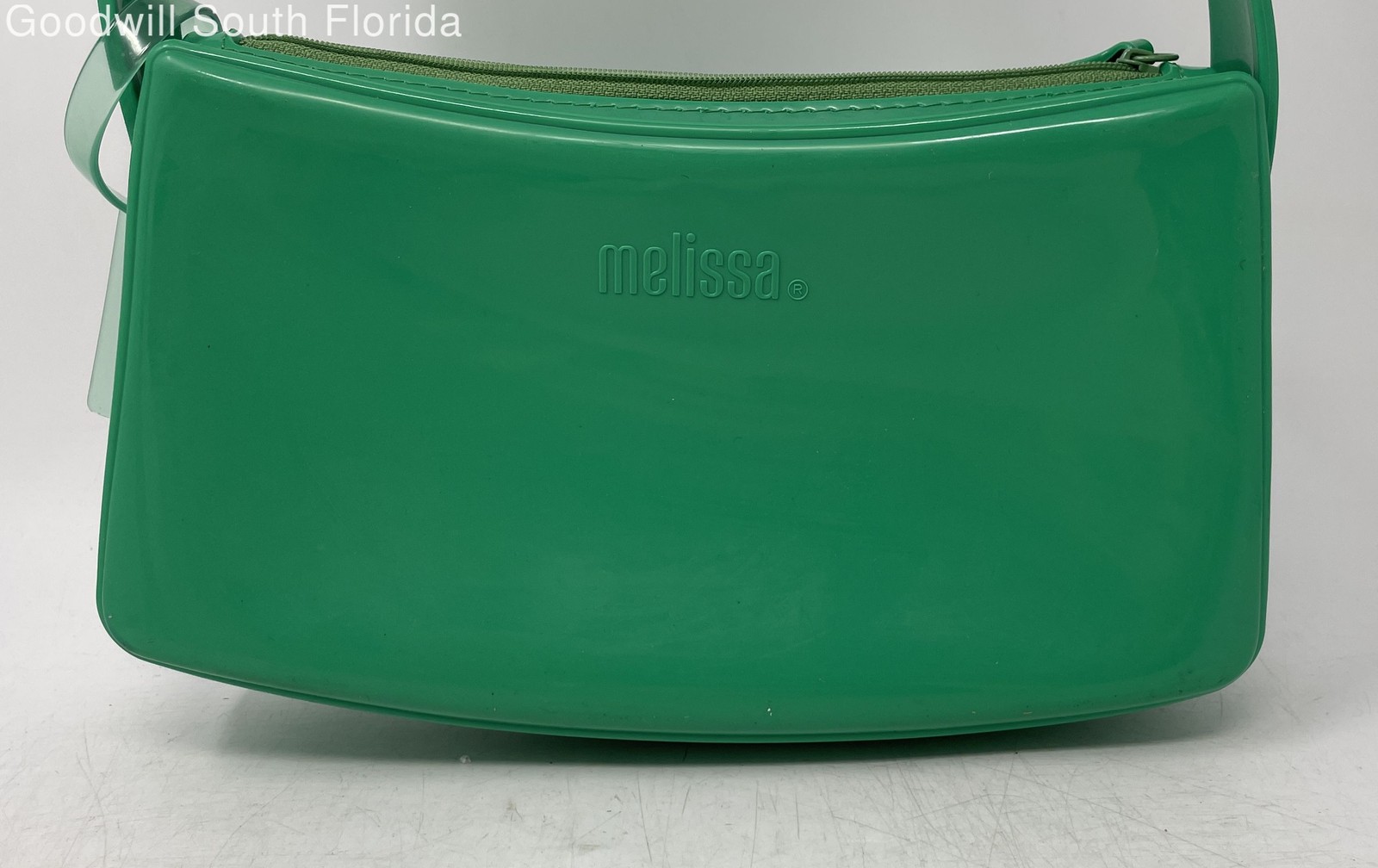 Melissa Womens Green Charm Zipper Single Handle Shoulder Bag With Tag