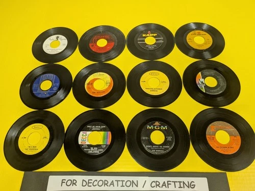 FOR DECOR: LOT OF 12 ROCK 7" 45 VINYL RECORDS Beatles Yardbirds Who Animals Box