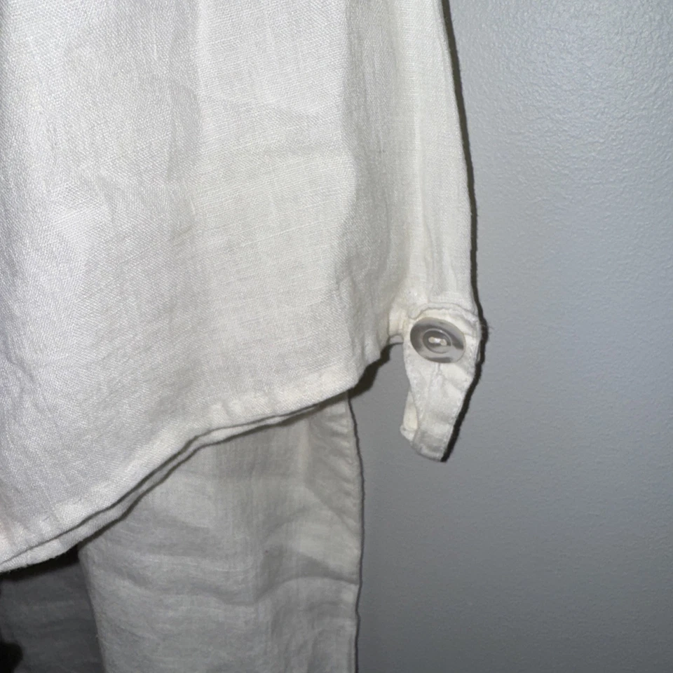 Camisa de lino blanca FLAX vestido Lagenlook de verano pequeño Foto 4 de 4