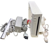 Nintendo Wii Console RVL-001 White w/ Wii Remote Nunchuk Cables Sensor Bar
