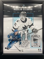 2025 UD FRAME PHOTO AUTOGRAPH AUTHENTIC GAME-USED PUCK /250 MACKLIN CELEBRINI
