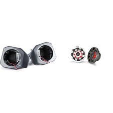 Kicker 45KM654L 6.5" LED Marine Speakers and Front 6.5in Speaker Pods Compati...