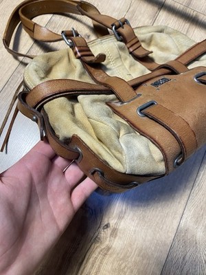 Vintage DIESEL Suede Leather Tote Bag Y2K Avant Garde Grunge