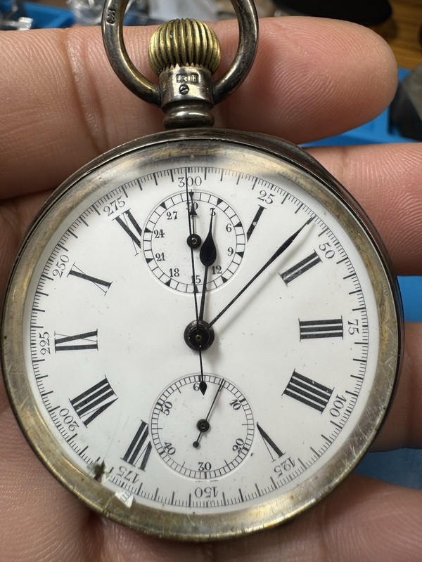 High Grade Swiss Chronograph Pocket Watch Sterling Silver Heuer Movement Repair