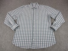 Mizzen Main Shirt Mens XL Blue Plaid Leeward Trim Fit Non Iron Stretch Dress USA