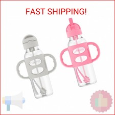 Dr. Brown's Milestones Narrow Sippy Straw Bottle, Spill-Proof with 100 Silicone