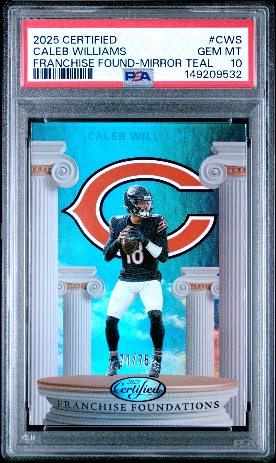 2025 PANINI CERTIFIED FRANCHISE FOUNDATIONS #CWS CALEB WILLIAMS 71/75 PSA 10 view 1