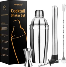 Ohtomber Cocktail Shaker Bartender Kit - 5PCS Cocktail Martini Shaker with Strai