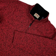 Wrangler Authentics Men  s L Fleece Quarter Zip Sweater Red Black Cozy Pullover