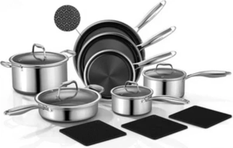 14-Piece Hybrid Stainless Steel Cookware Set, Non-Stick Pots and Pans Set with 3
Opens in a new wind
