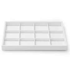Oirlv Premium White Leather Stackable Jewelry Tray 12 Grid Jewelry Drawer Org...