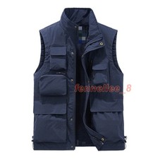 Mens Vest Waistcoat Utility Multi-Pocket Fishing Vest Sports Workwear Fisherman