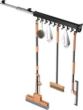 Pull-out Mop and Broom Holder with 20 Sliding Hooks Slide Broom Closet