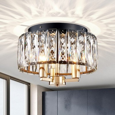 CL002BB Crystal Flush Mount Ceiling Light Fixture, E12 Base 3-Lights, D13 x H...