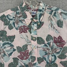 Vtg 90's Reyn Spooner Shirt Sz 2XL Pink Green Floral Retro Hawaii Popover Bold