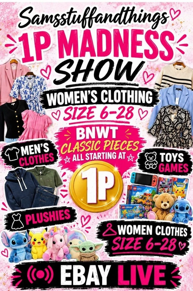 🔥 ALL ITEMS START AT 1P! 👀 WOMEN CLOTHES  SIZES 6-26 MENS/KIDS PLUS MORE