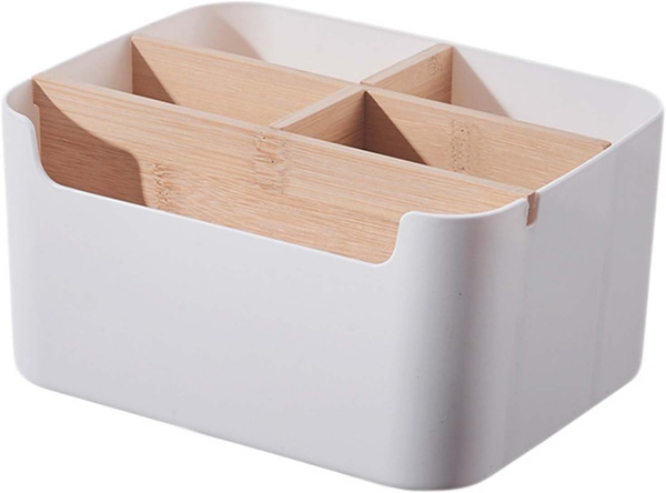 5 FäCher Schreibtisch Organizer, Holz Schreibtisch Schreibwaren Aufbewahrungsbox-image