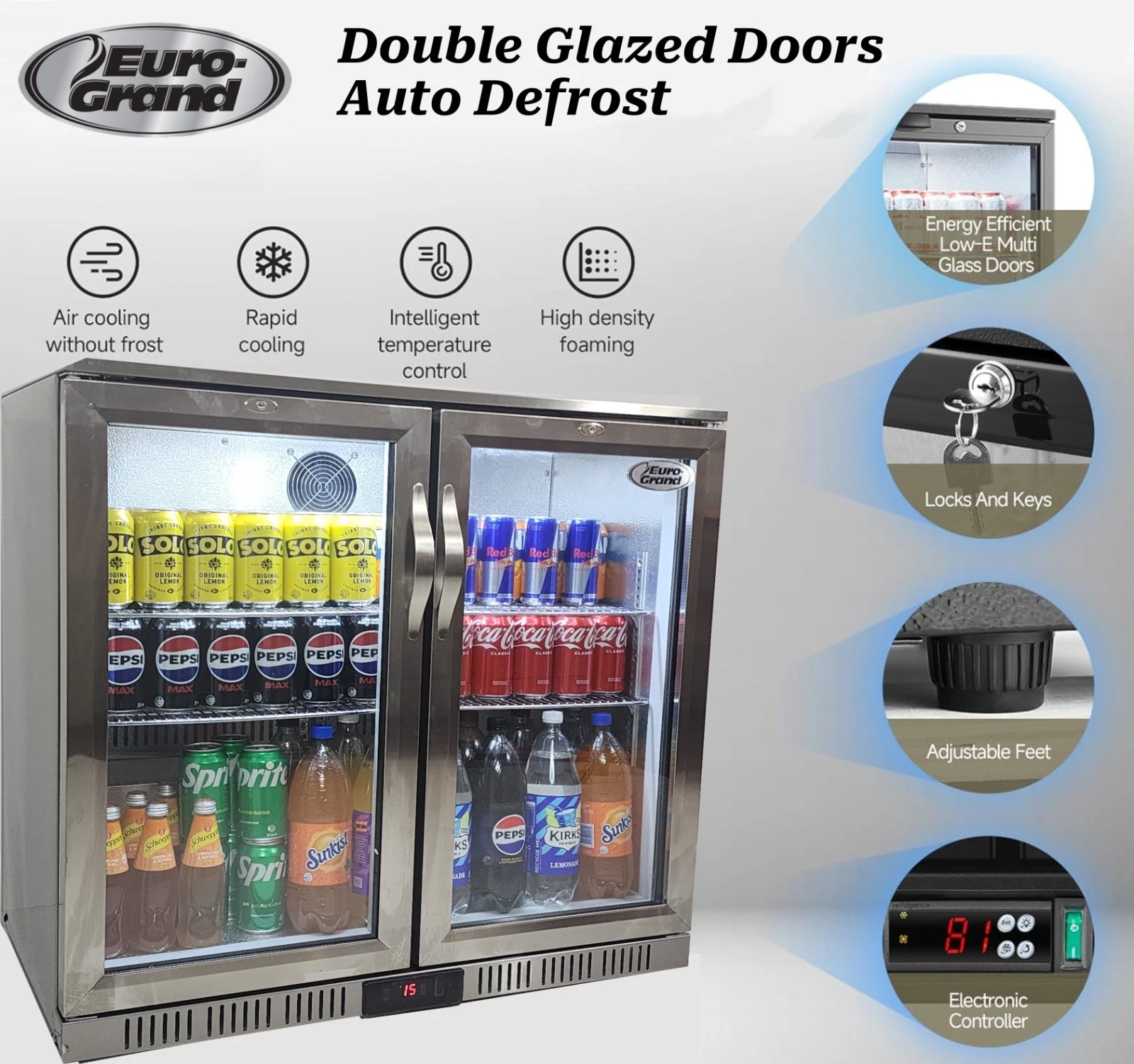 Euro Grand 198L Under Bench Beer Back Bar Fridge Mini Freezer Refrigerator - Picture 12 of 16