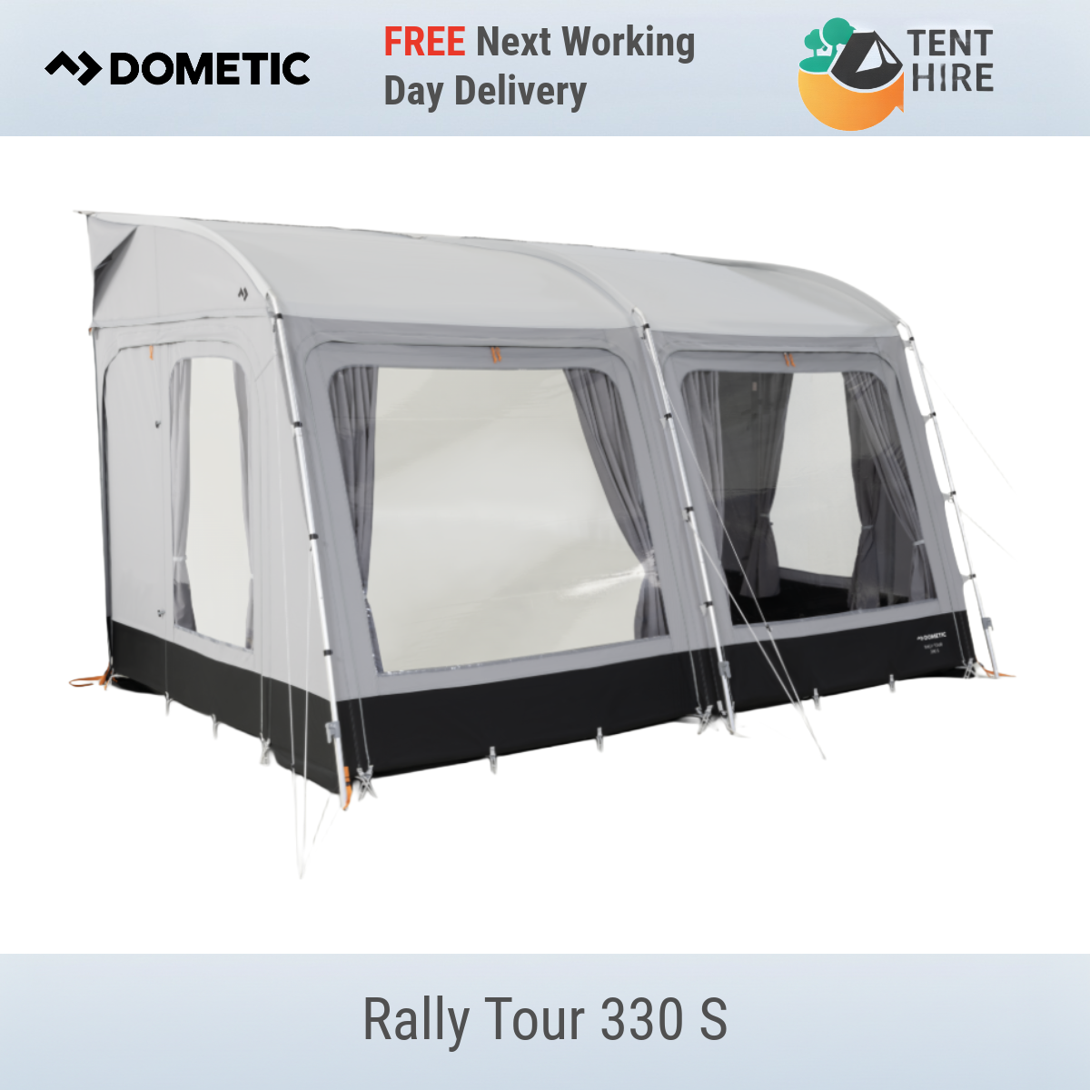 Dometic Rally Tour 330 S Poled Caravan Porch Awning, Multi-Height New 2026