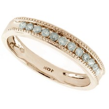 0.25Ct Round Natural Diamond Milgrain Wedding Band Ring 10k Rose Gold