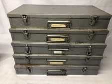 5 Vintage BRUMBERGER Metal 35mm Photographic Slide Cases Storage
