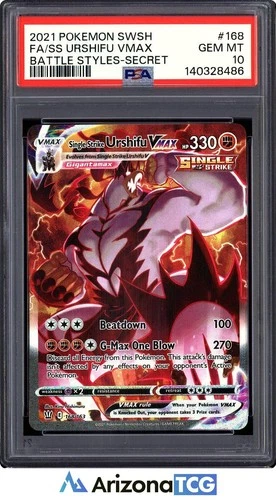 Pokemon 2021 Single Strike Urshifu VMAX 168 Full Art Battle Styles GEM MT PSA 10