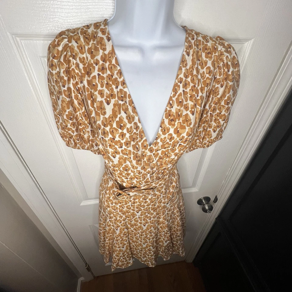 Nuevo con etiquetas Vestido Nine West Para Mujer Medio Bronceado Algunas Manchas Imitación Envolvente Cinturón M Foto 3 de 4