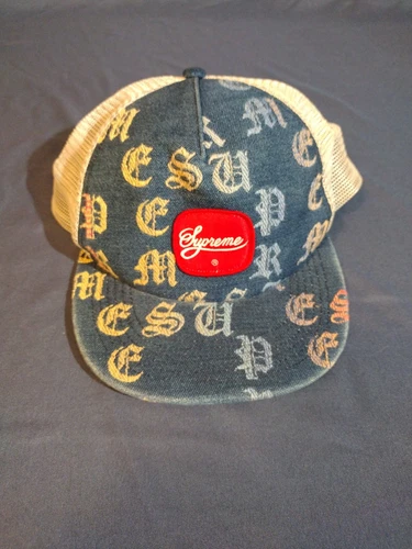 Casquette dos en maille denim jacquards Supreme
